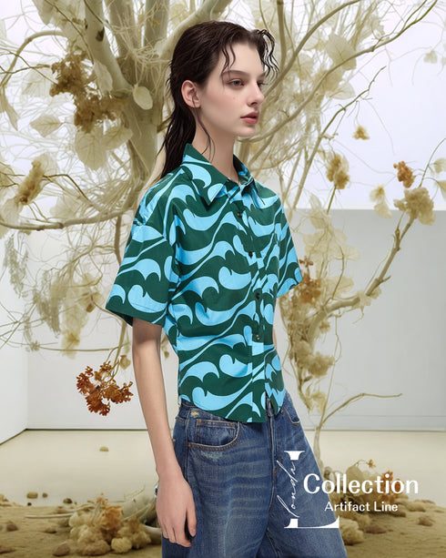 Wave Pattern Short Sleeve Shirt